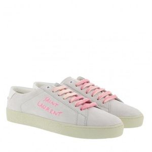 NEW Saint Laurent SL-06 Signature Court Suede “white pink” RARE